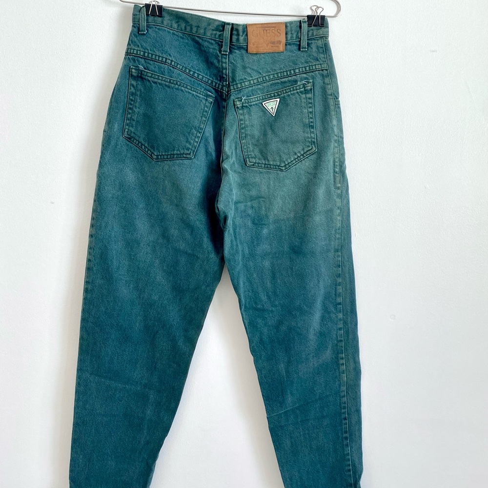 Vintage teal emerald green Guess brand mom jeans straight leg high waist